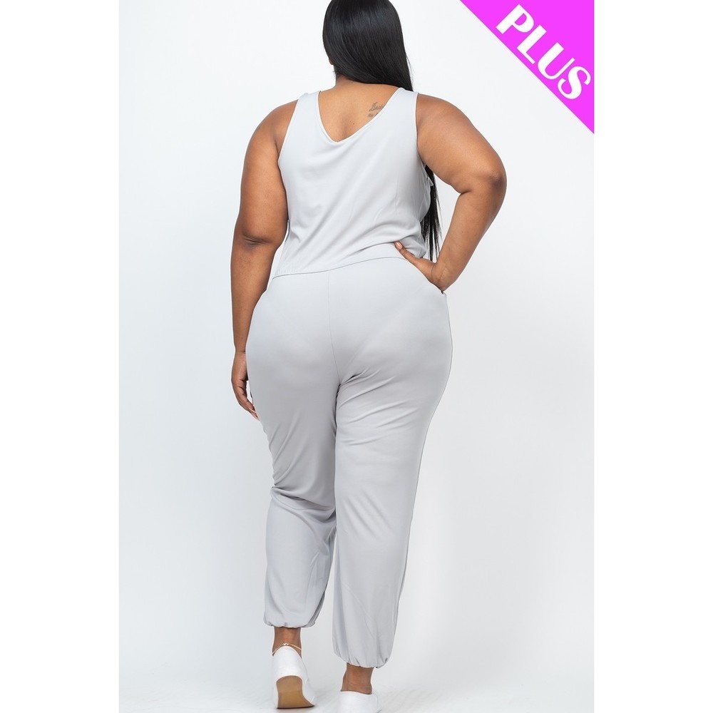 Plus Elasticized Waist Jogger Jumpsuit - Picture 4 of 7
